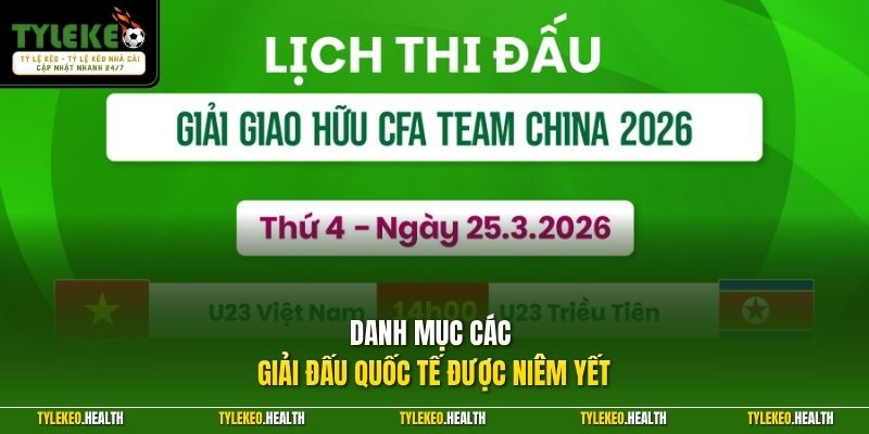 Danh mục các giải đấu quốc tế được niêm yết